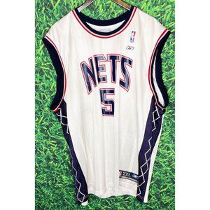 VTG Reebok New Jersey Nets #5 Jason Kidd NBA Mesh Jersey White Men’s 2XL